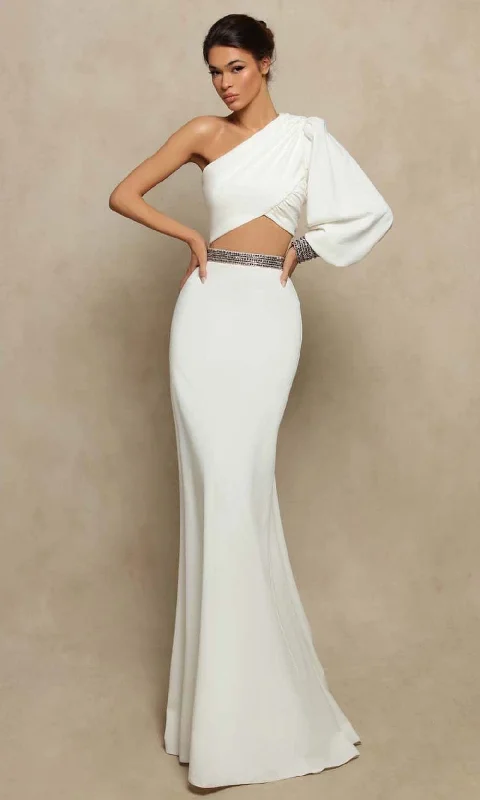 Tarik Ediz - 98024 Two Piece One Shoulder Long Gown