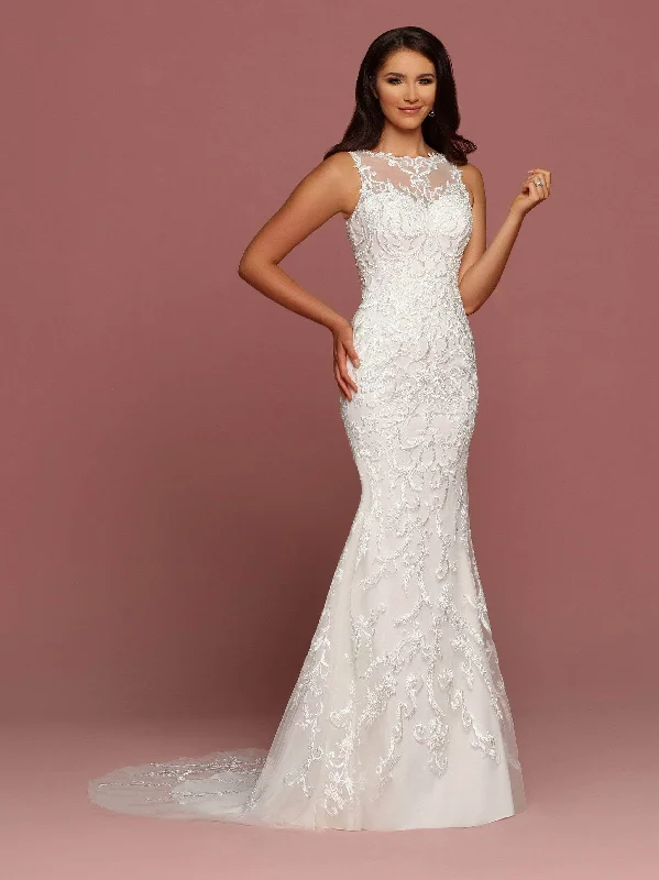 Da Vinci 50481 - Illusion Bateau Embroidered Bridal Gown