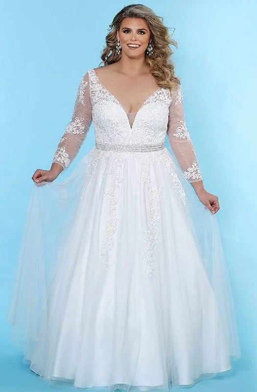 Sydney's Closet - SC5234 Long Sleeve Lace Embroidered Bridal Gown