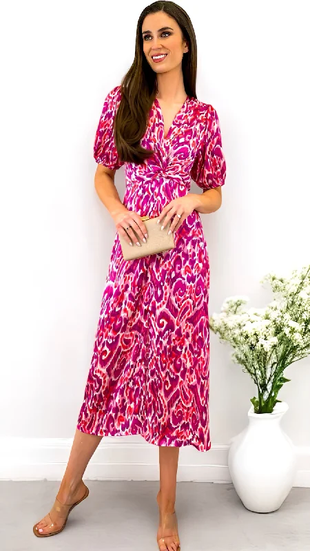 4-A1764 Twist Front Dress Pink