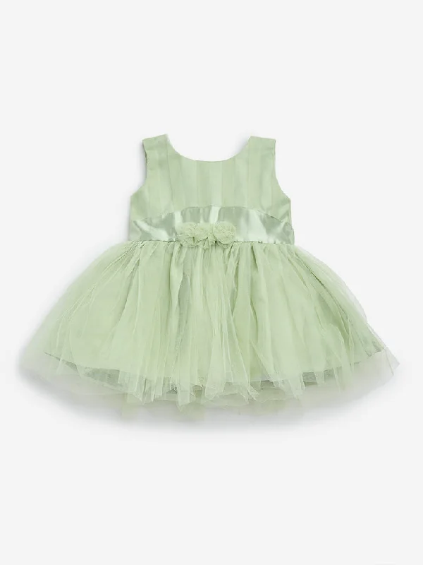 HOP Baby Green Rosette Design Party Dress