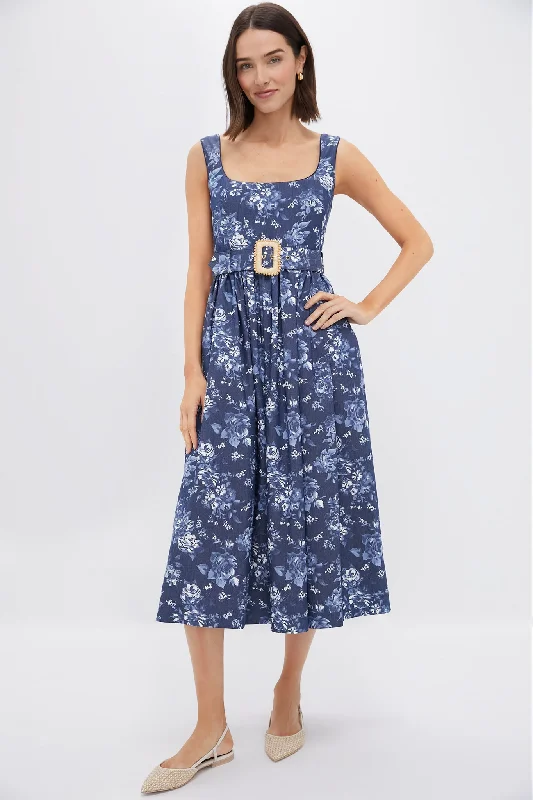 Floral Navy Mackenzie Denim Twill Dress