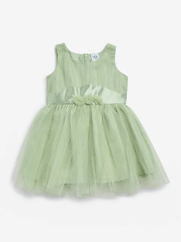 HOP Kids Green Rosette Design Party Dress