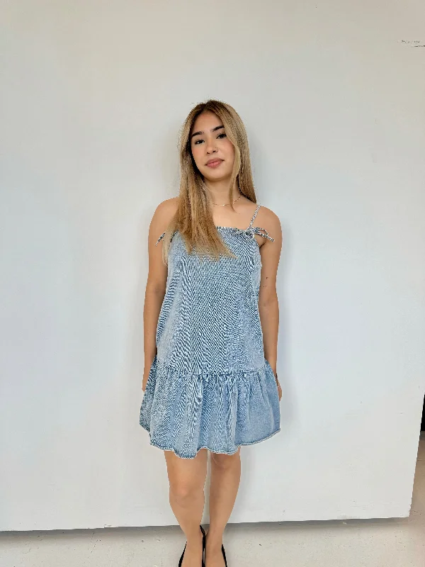 elliot bow denim dress