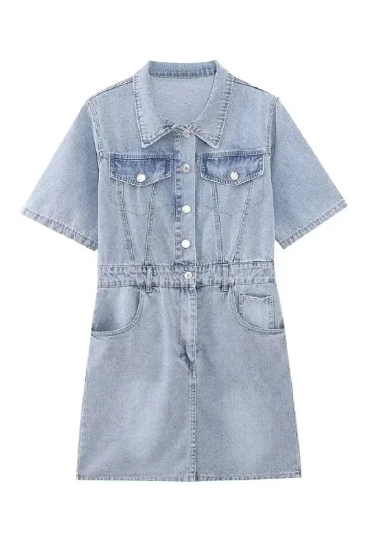 'Ellie' Denim Collared Dress