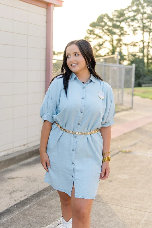 Light Wash Denim Breezy Shirt Dress