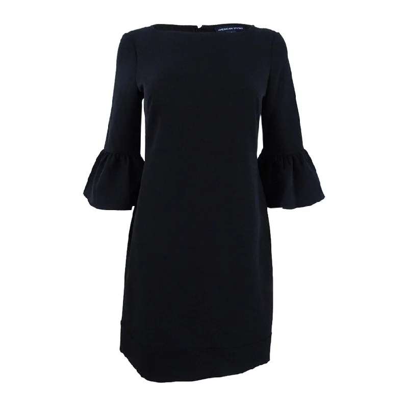 American Living Women's Bell-Sleeve Crepe Dress (6, Black)