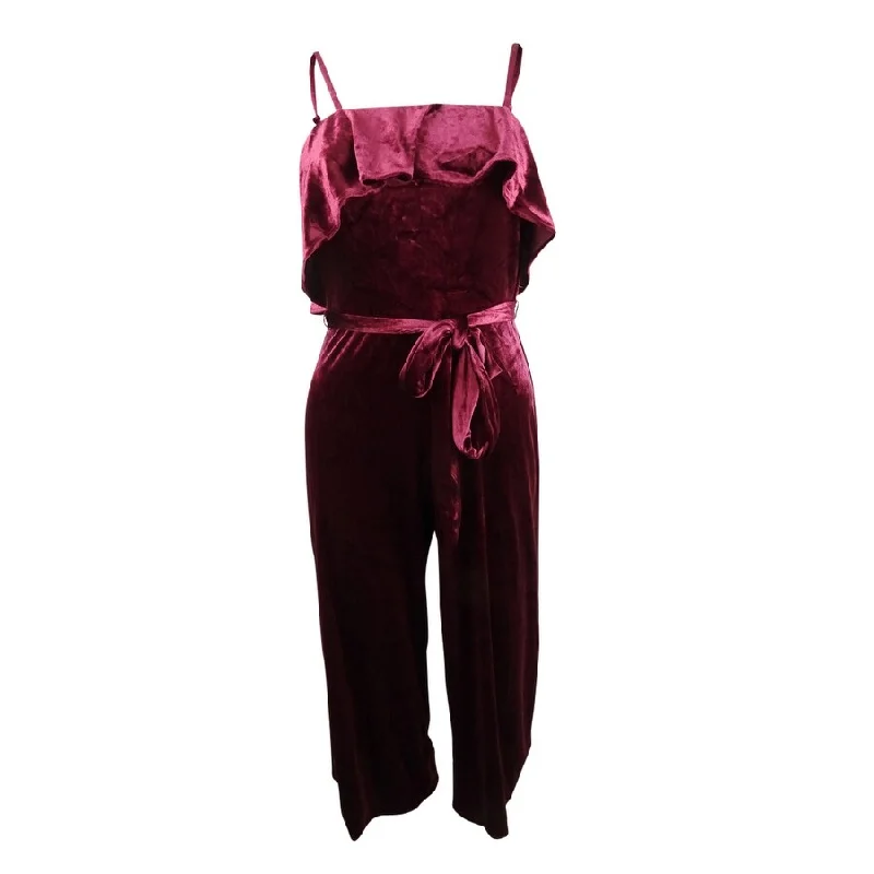 Avec Les Filles Women's Velvet Ruffled Jumpsuit