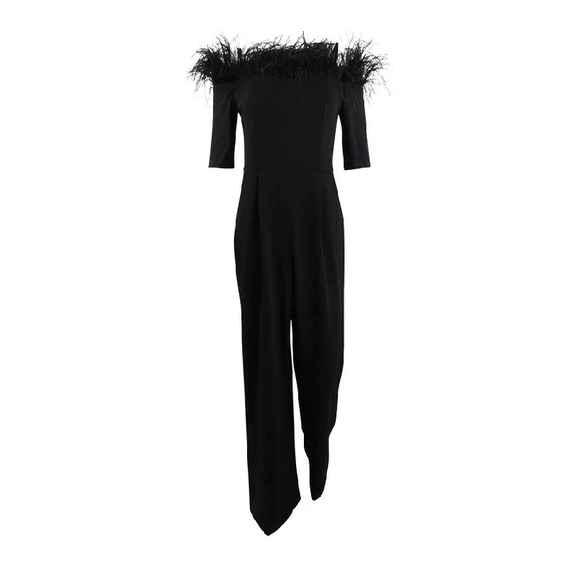 Calvin Klein Women's Off-The-Shoulder Feather Jumpsuit