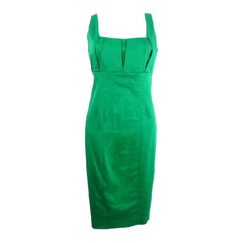 Calvin Klein Women's Sleeveless Pleated Front Dress (4, Green)