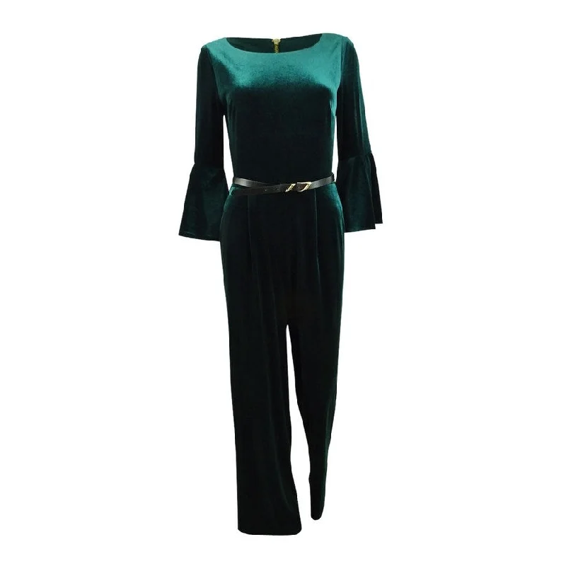 Calvin Klein Women's Velvet Belted Jumpsuit