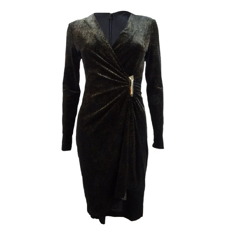 Calvin Klein Women's Velvet Draped Wrap Dress