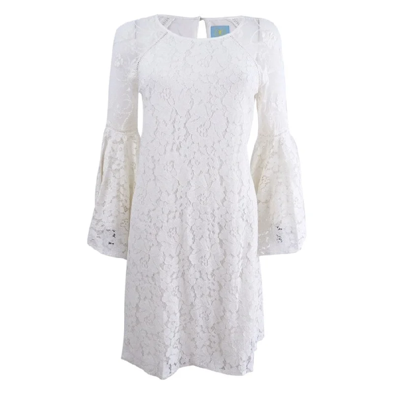 CeCe Women's Bell-Sleeve Lace Dress (2, New Ivory)