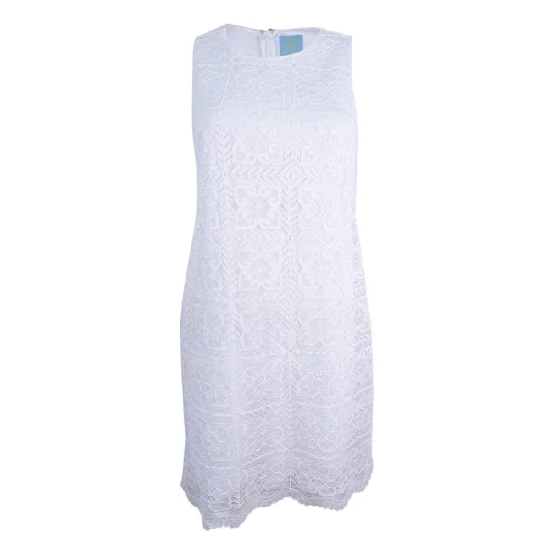 CeCe Women's Lace Shift Dress (4, Ultra White)