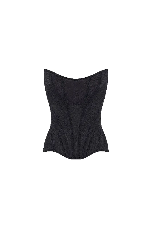 Chic low-waist black fitted corset