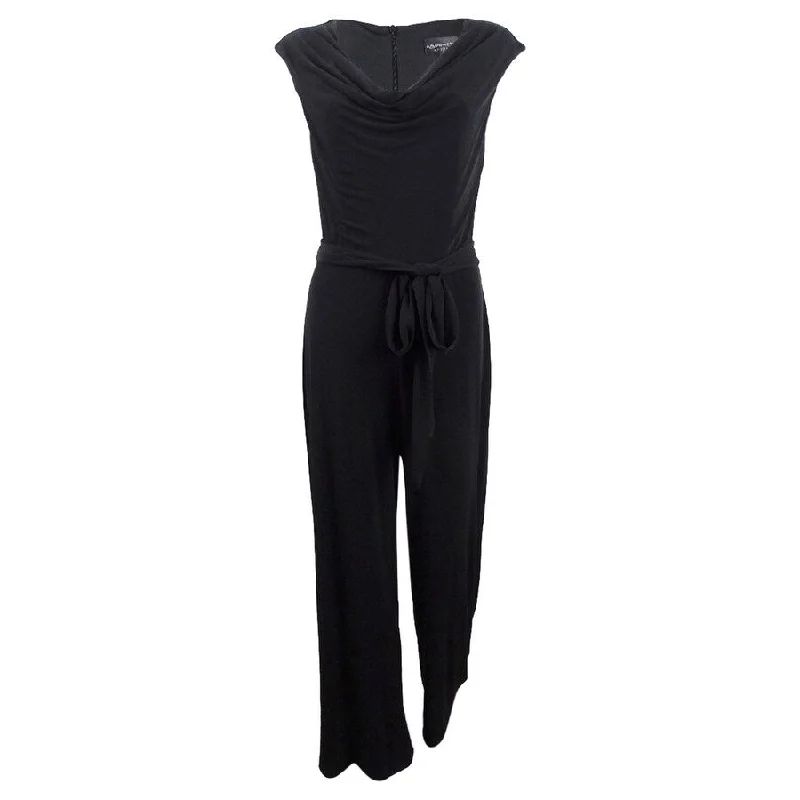 Connected Women's Cowl-Neck Wide-Leg Jumpsuit