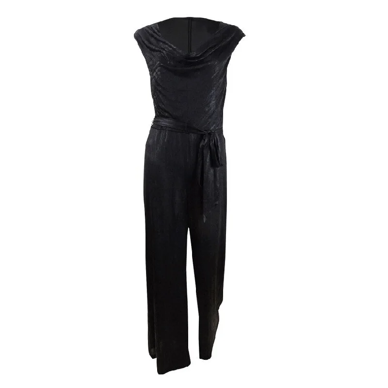 Connected Women's Cowlneck Jumpsuit (8, Black)