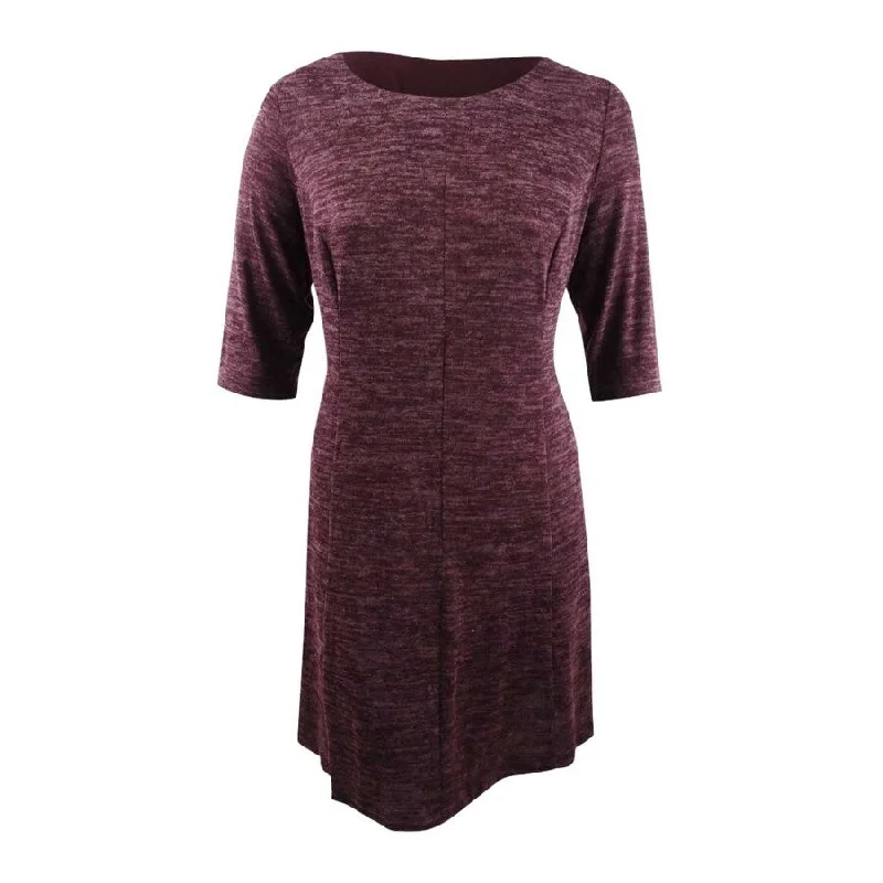 Connected Women's Fit & Flare Sweater Dress (10, Burgundy)