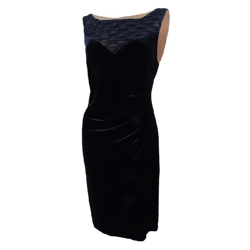 Connected Women's Glitter Illusion Velvet Dress