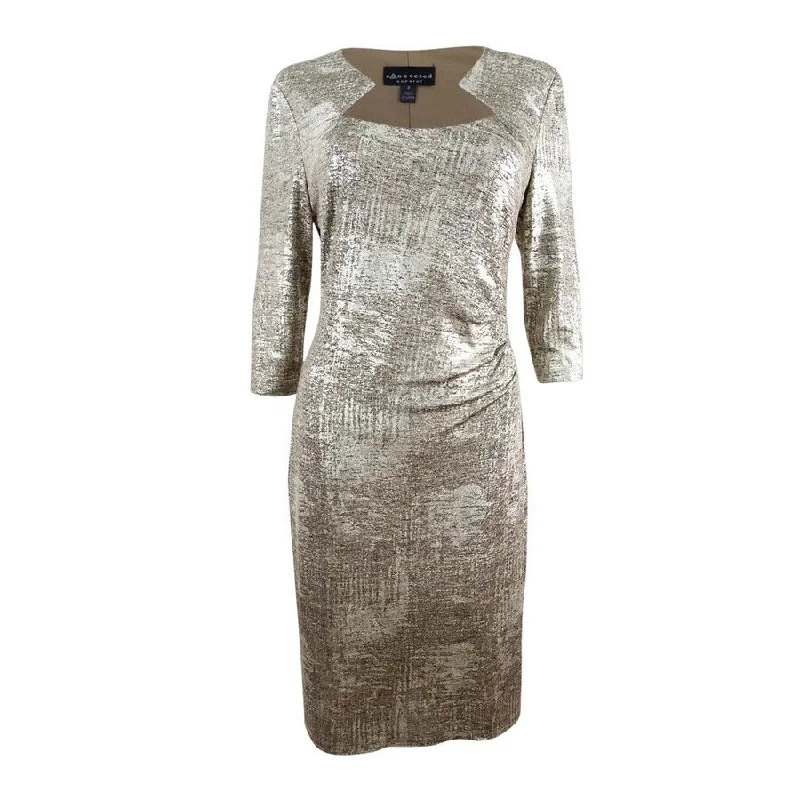 Connected Women's Metallic-Foil Sheath Dress