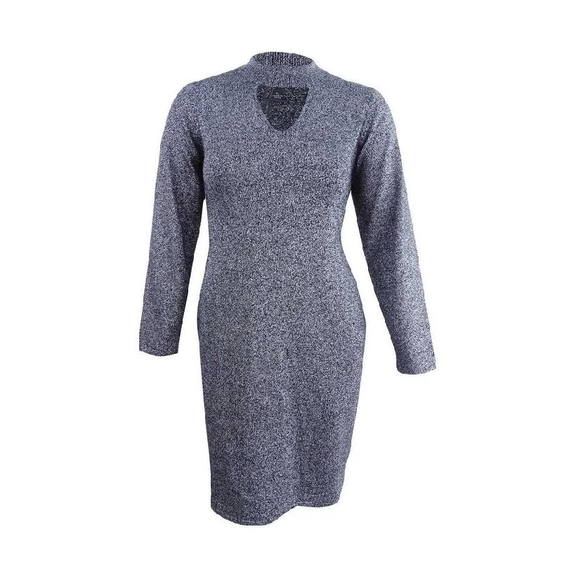 Connected Women's Metallic Mock-Neck Sweater Dress