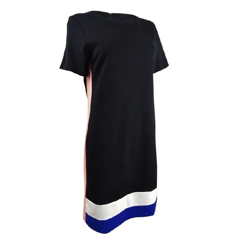 DKNY Women's Colorblock T-Shirt Dress (S, Black Multi)