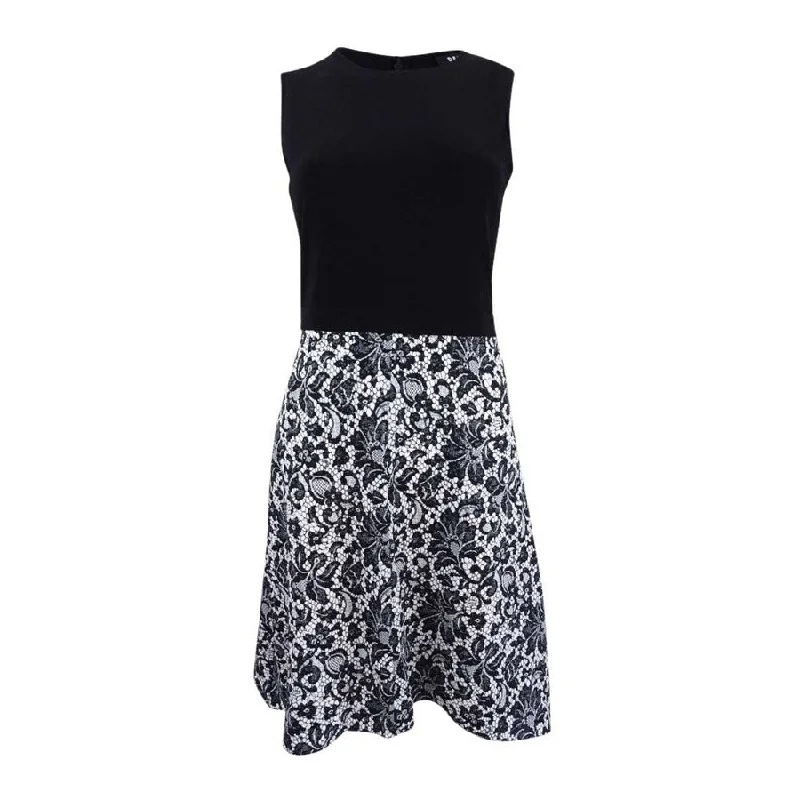 DKNY Women's Lace Print Combo Dress