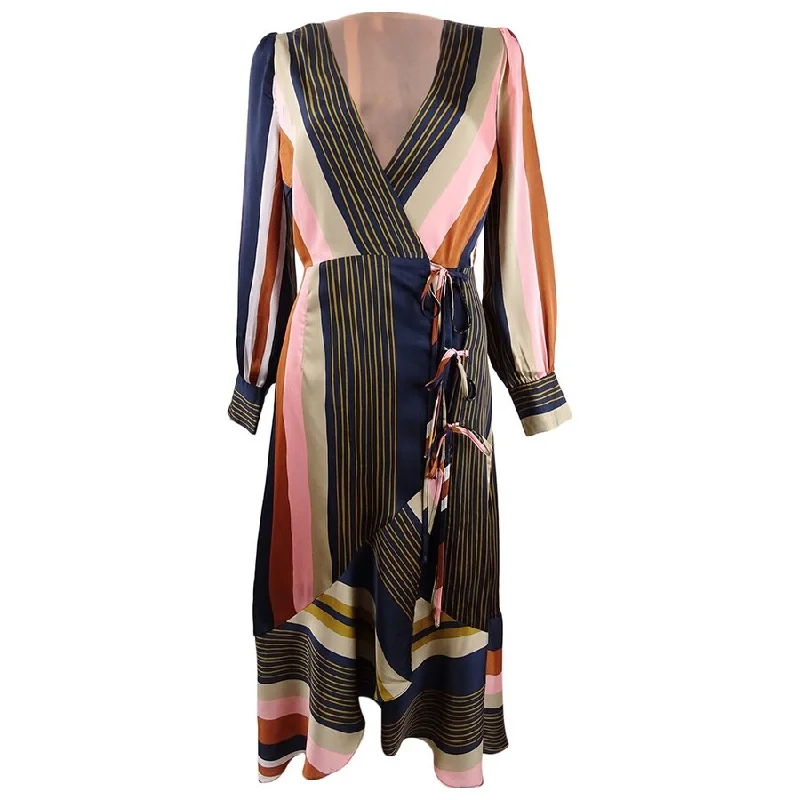 Foxiedox Women's Striped Faux-Wrap Dress