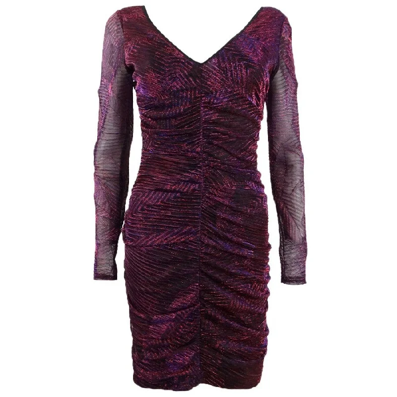 Guess Women's Metallic-Print Ruched Bodycon Dress (4, Multi)