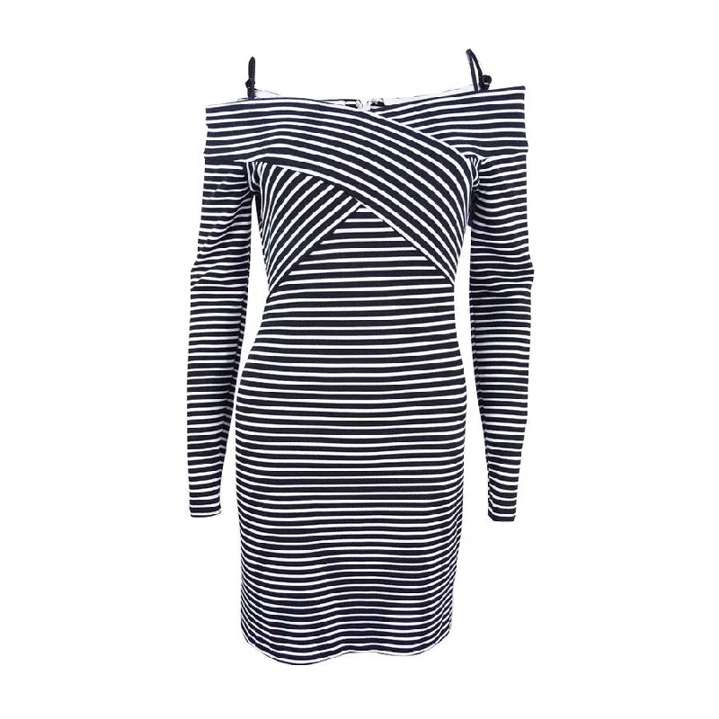 Guess Women's Off-The-Shoulder Striped Sheath Dress