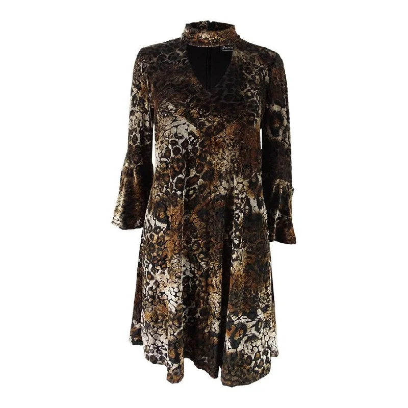 Jessica Howard Women's Animal-Print Velvet Choker Dress