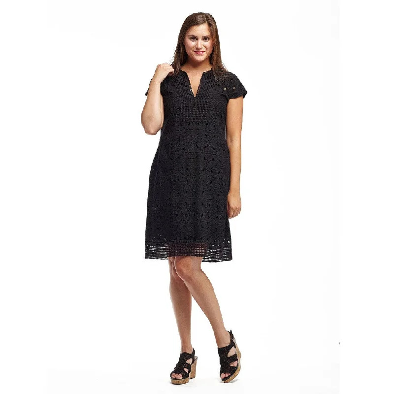 La Cera Women's Cotton Cap Sleeve Eyelet Dress