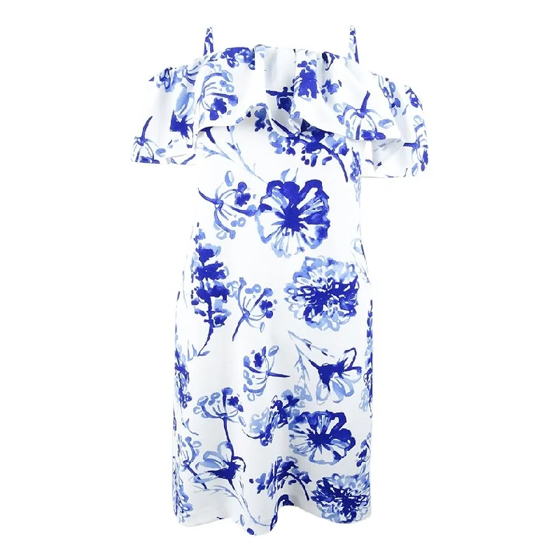 Lauren by Ralph Lauren Women's Cold-Shoulder Floral Crepe Dress