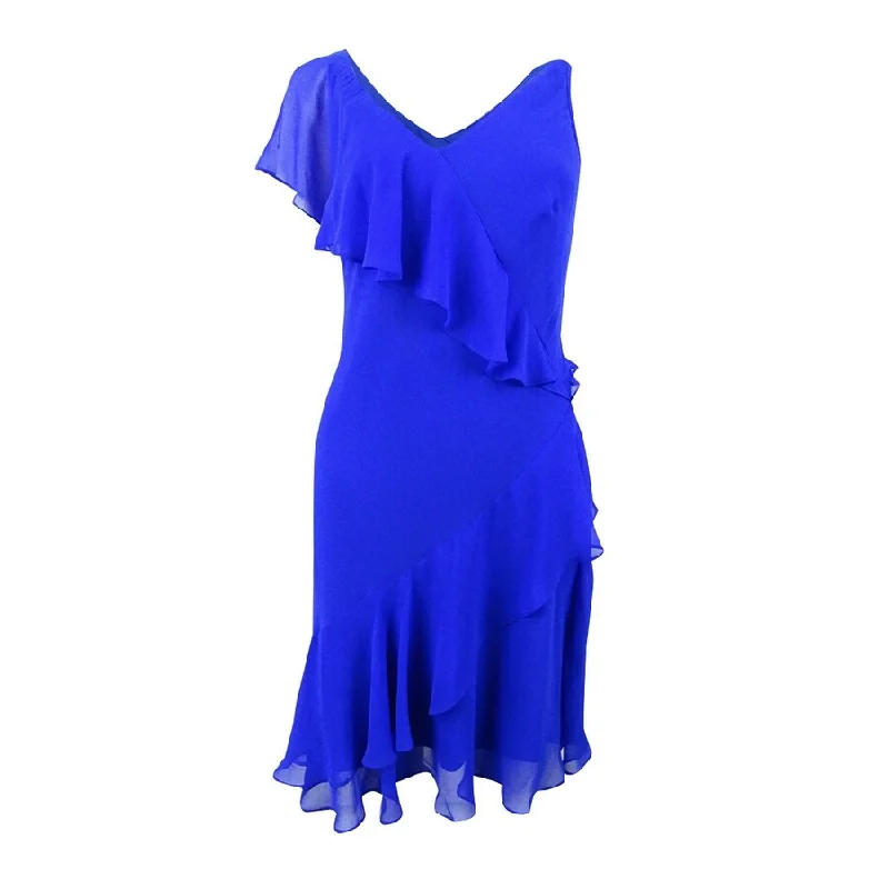 Lauren by Ralph Lauren Women's Ruffled Dress (6, Deep Lapis)