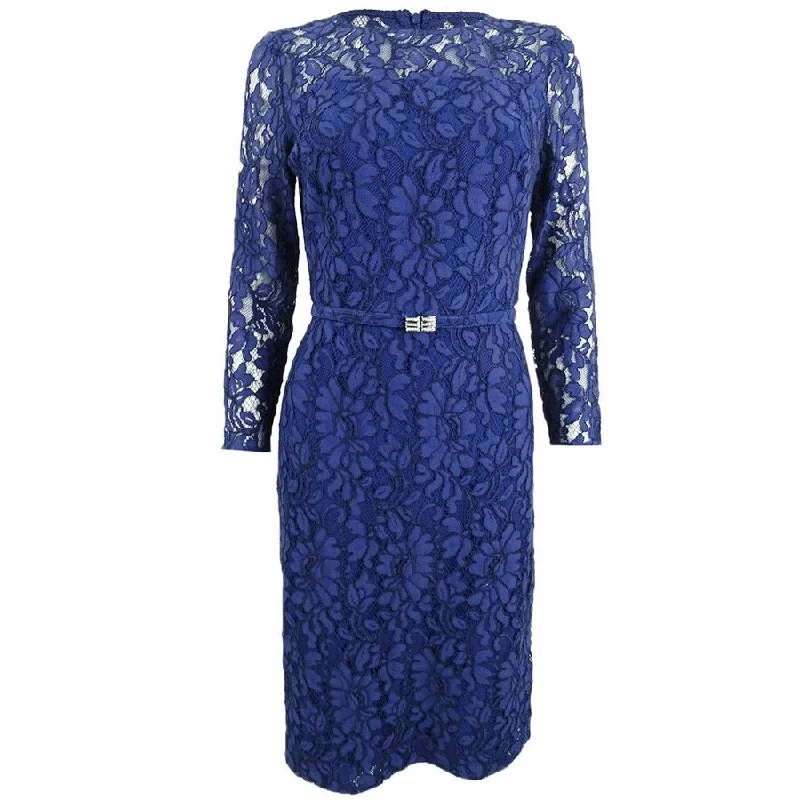 Lauren Ralph Lauren Women's Lace Floral Dress (2, Parisian Blue)