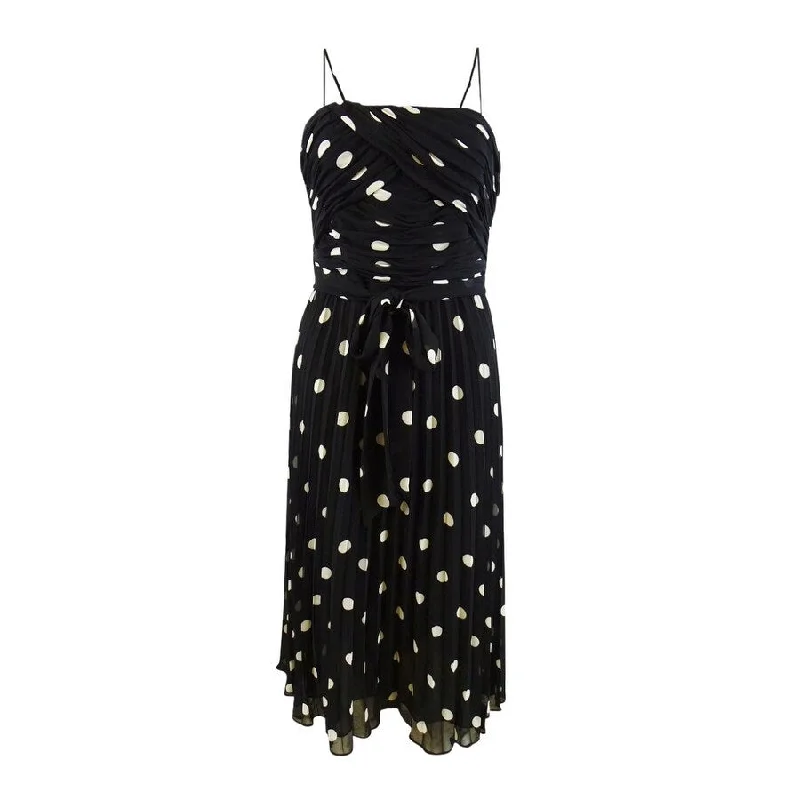 Lauren Ralph Lauren Women's Polka-Dot Georgette Dress (6, Black/Cream)