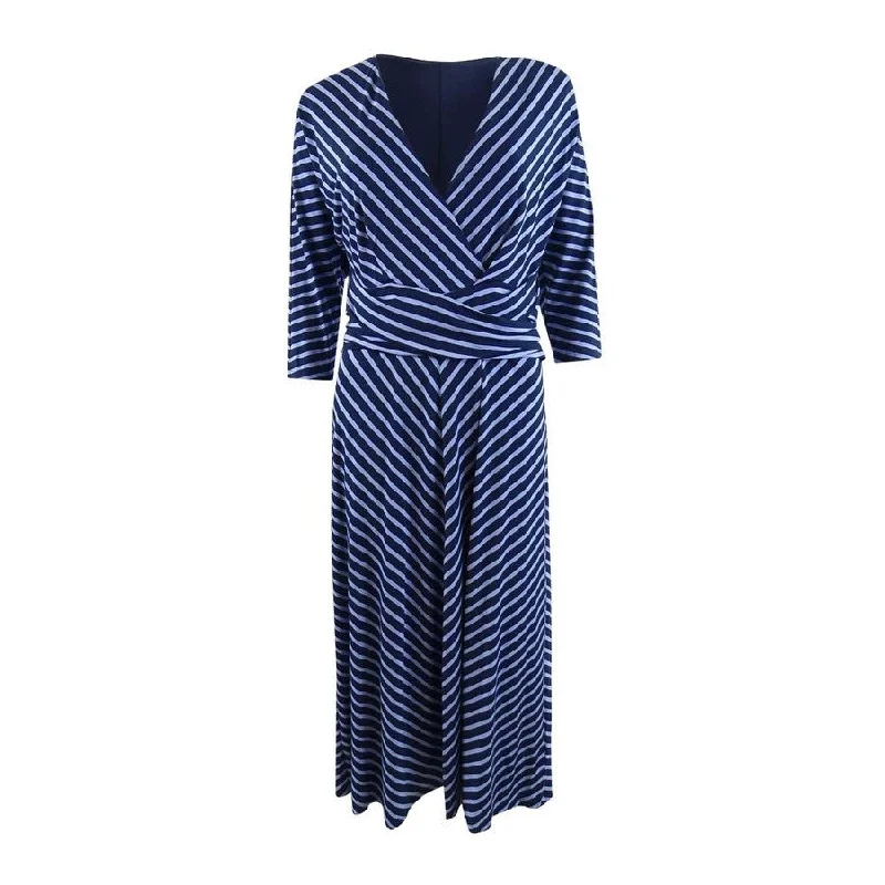 Lauren Ralph Lauren Women's Striped Jersey Dress (8, Navy/Blue)