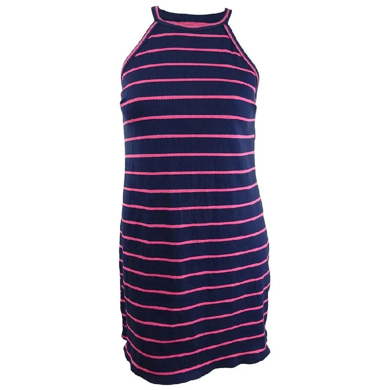 Maison Jules Women's Striped Halter Dress (XL, Blue Lean Stripe)