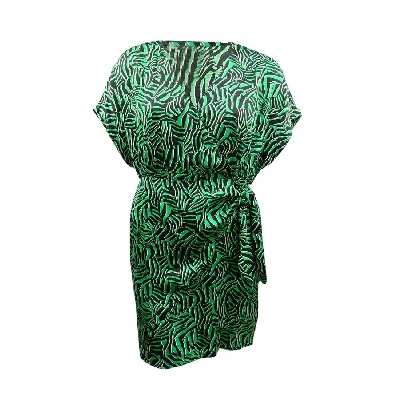 MICHAEL Michael Kors Women's Zebra-Print Tie Dress (L, Spring Green)