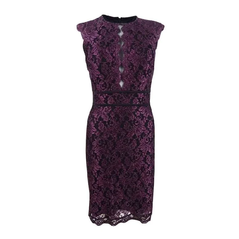 Nightway Women's Metallic Lace Sheath Dress