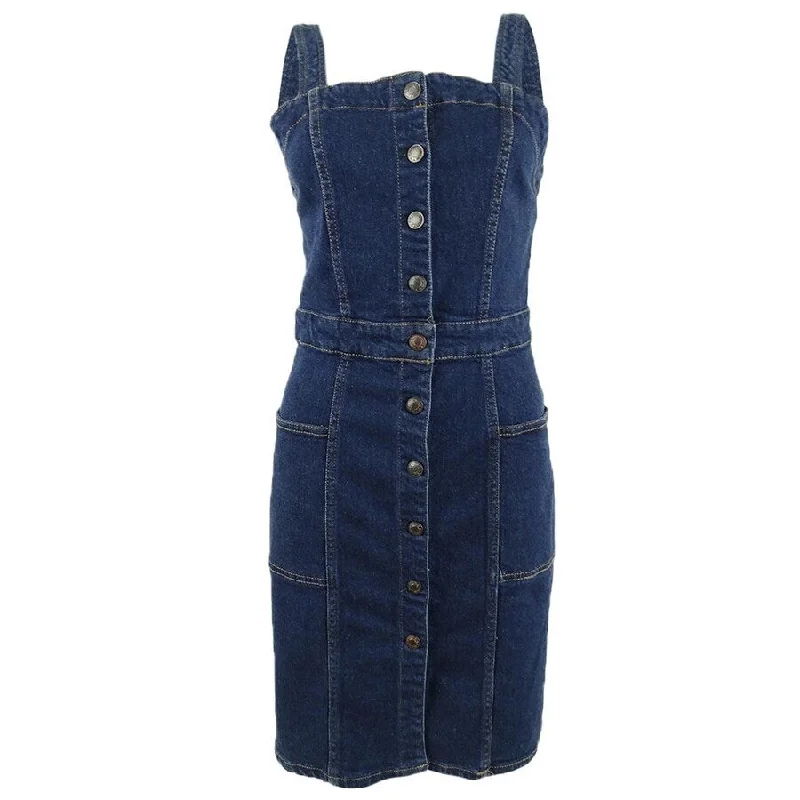 OAT Women's Fitted Button-Front Overall Dress