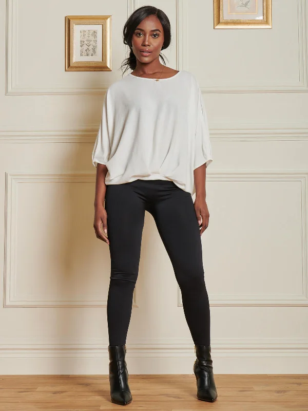 Ruched Batwing Top, Ivory