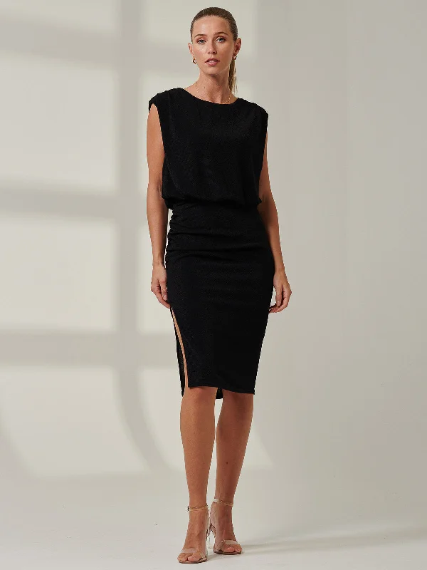 Sample Sale - Side Slit Bodycon Dress, Black