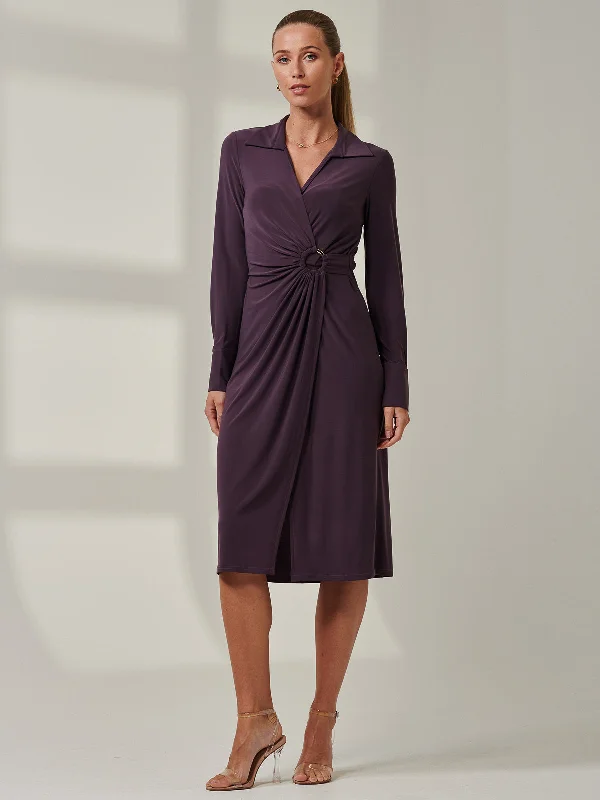 Sample Sale - Tie Waist Shirt Dress, Purple