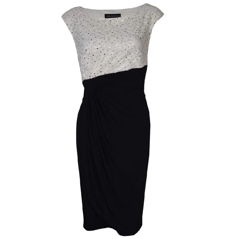 Sequined Flecked Faux Wrap Lace Jersey Dress