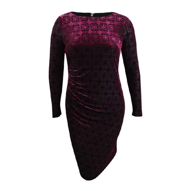 Tommy Hilfiger Women?��s Ruched Velvet Sheath Dress (14, Black Cherry)