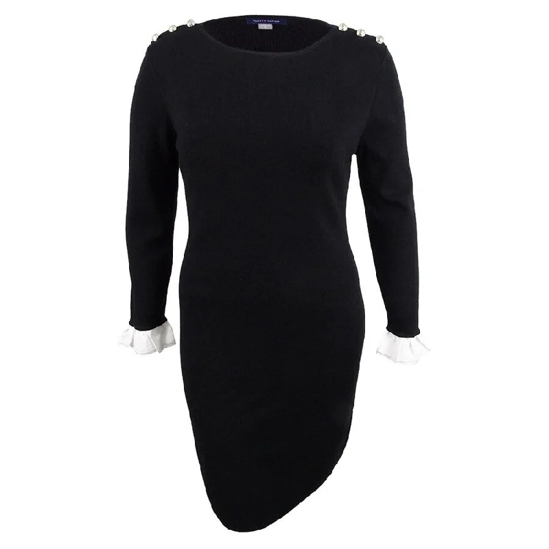 Tommy Hilfiger Women's Embellished Sweater Dress (L, Black)