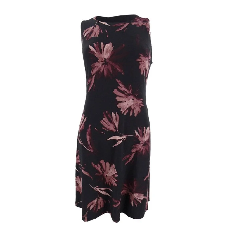 Tommy Hilfiger Women's Floral-Print A-Line Dress (6, Aubergine Multi)