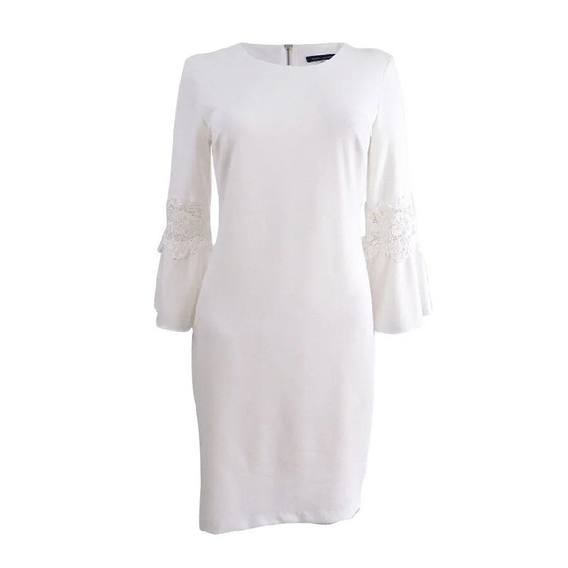 Tommy Hilfiger Women's Lace-Trim Sheath Dress (4, Ivory)