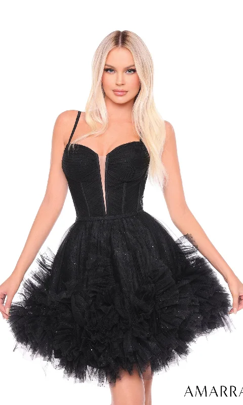 Short Corset Ruffled Hoco Dress 88677 by Amarra